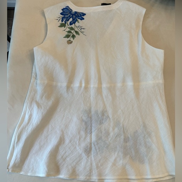 EUC! Anne Carson Linen Floral Embroidered Top, sz 1x - Picture 4 of 9